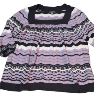 Chevron purple black 3/4 sleeved top apt 9 xl
